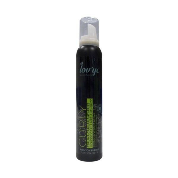 Lovyc curly espuma capilar anti-frizz formula vegana fijacion fuerte 200ml